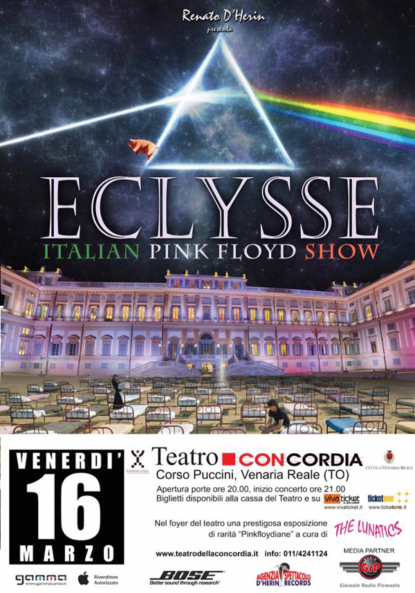 PINK FLOYD STORIE E SEGRETI IN MOSTRA @ ECLYSSE - ITALIAN PINK FLOYD SHOW - Venaria Reale (Torino) 16 mar 2018