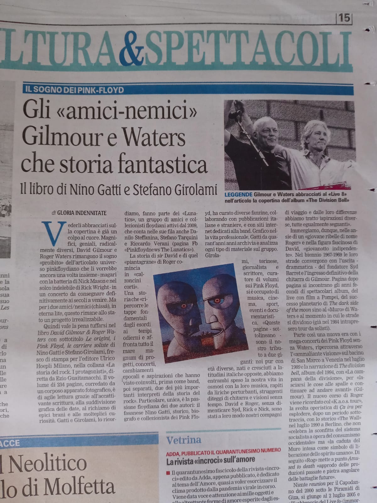 Book. Gilmour & Waters - Gazzetta Del Mezzogiorno (17 ott 2020)